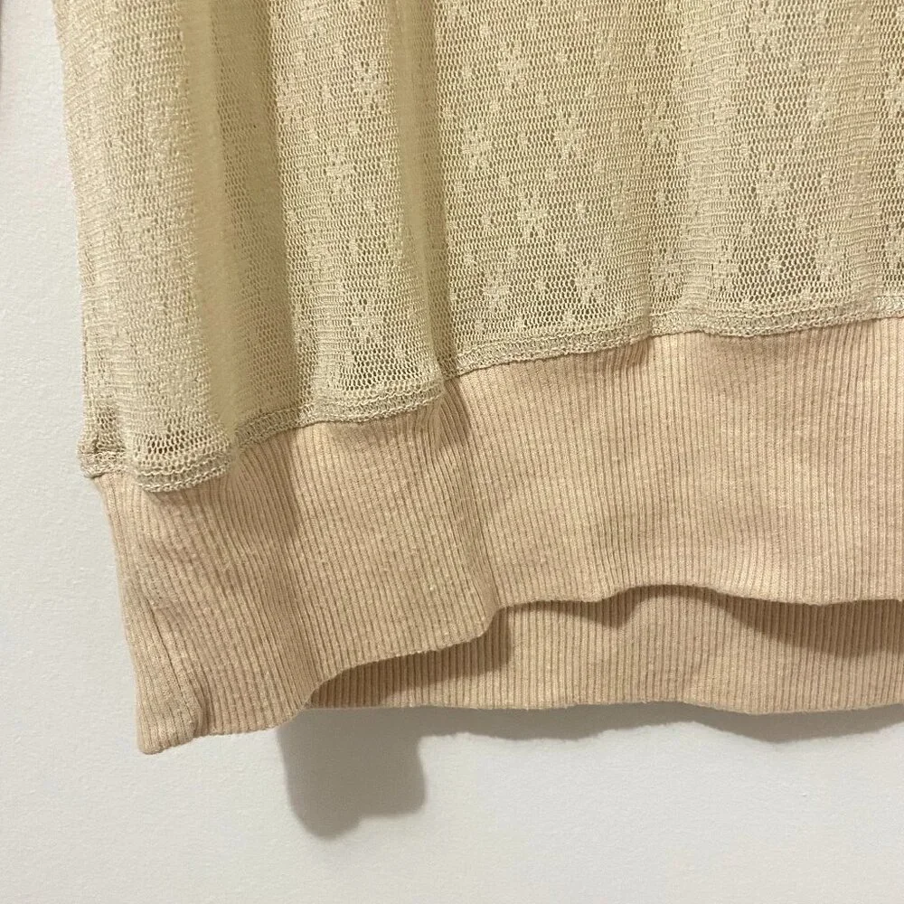 Vintage Sheer Floral Lace Open Knit Pointelle Sweater Top Scoop Neck Spring - Picture 6 of 10